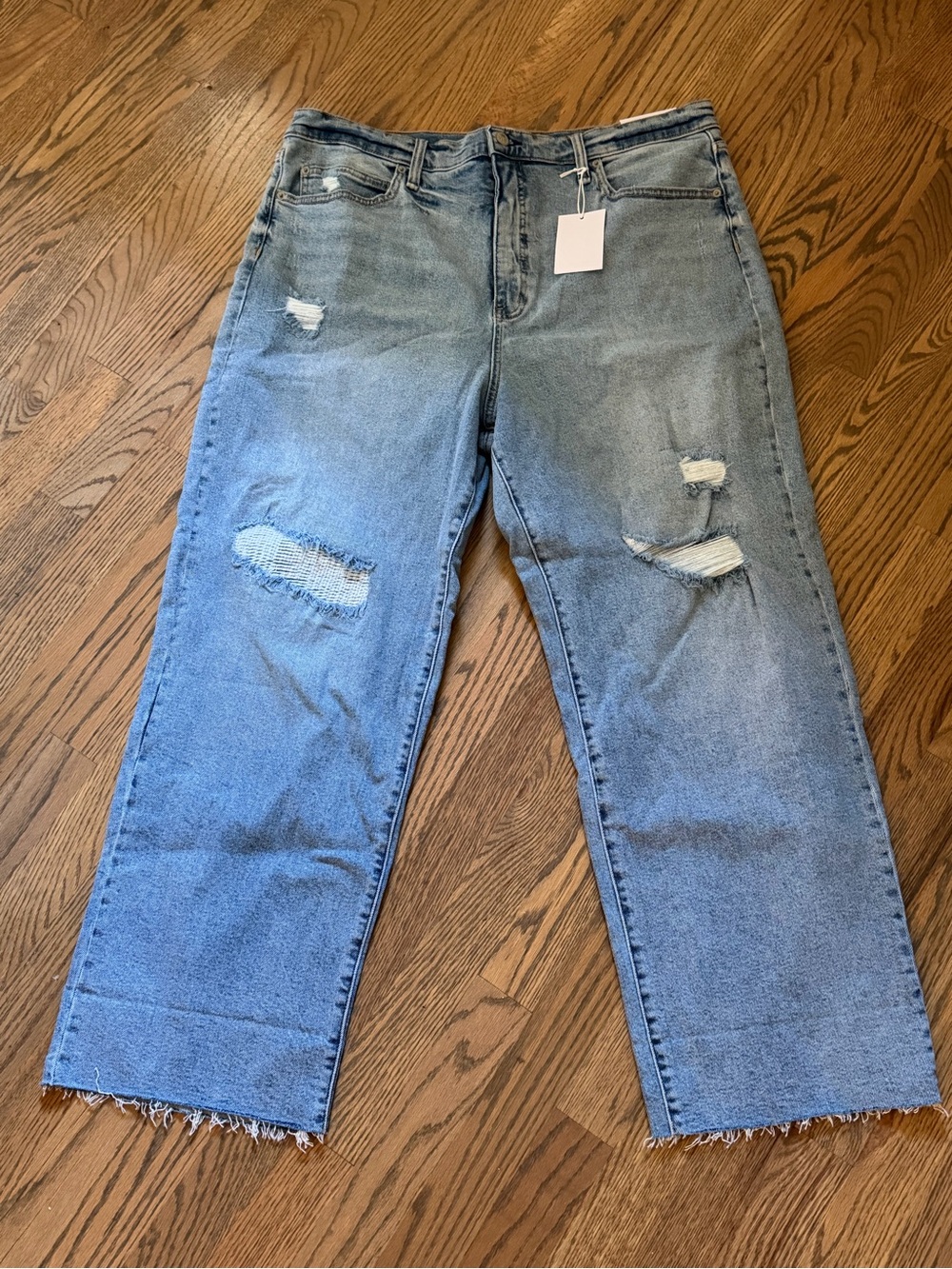 Jessica Simpson Zinnia Light Blue Distressed Wide Leg Boyfriend Jeans NWT